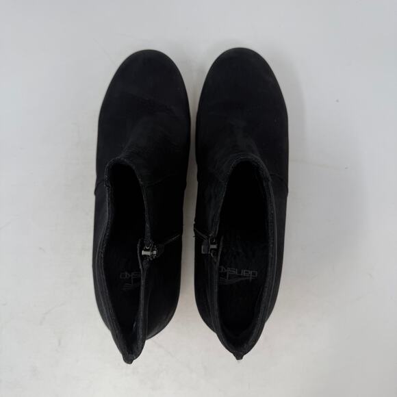 Dansko Black Leather Ankle Boots Maria Size 39 Comfort Block Heel Side Zip Clogs - Picture 9 of 15